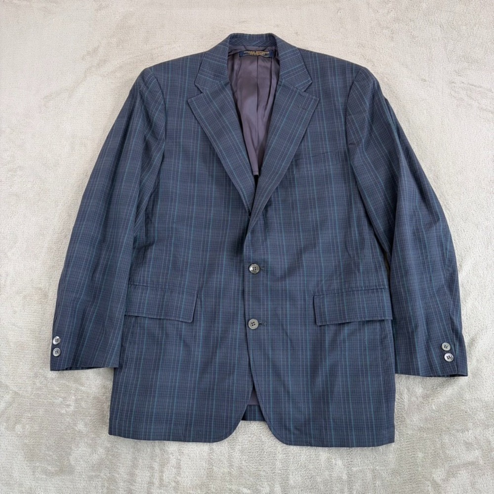 Vintage Brooks Brothers Blazer‎ Sport Coat in Blue Plaid Men 42R Made in USA